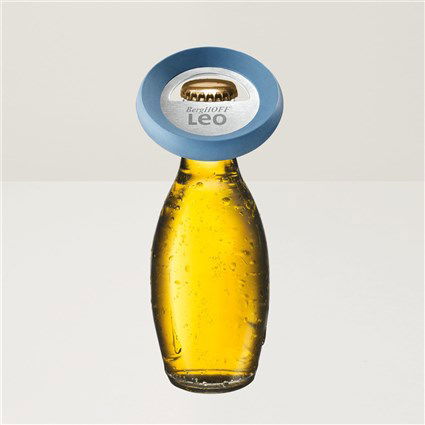 Berghoff 3950158 Abridor de Botellas Acero Inoxidable con Borde de Silicona