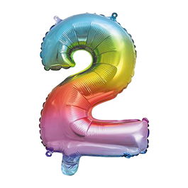 Party Time Globo Cifra 2 Arco Iris Cumpleaños Altura 35 cm