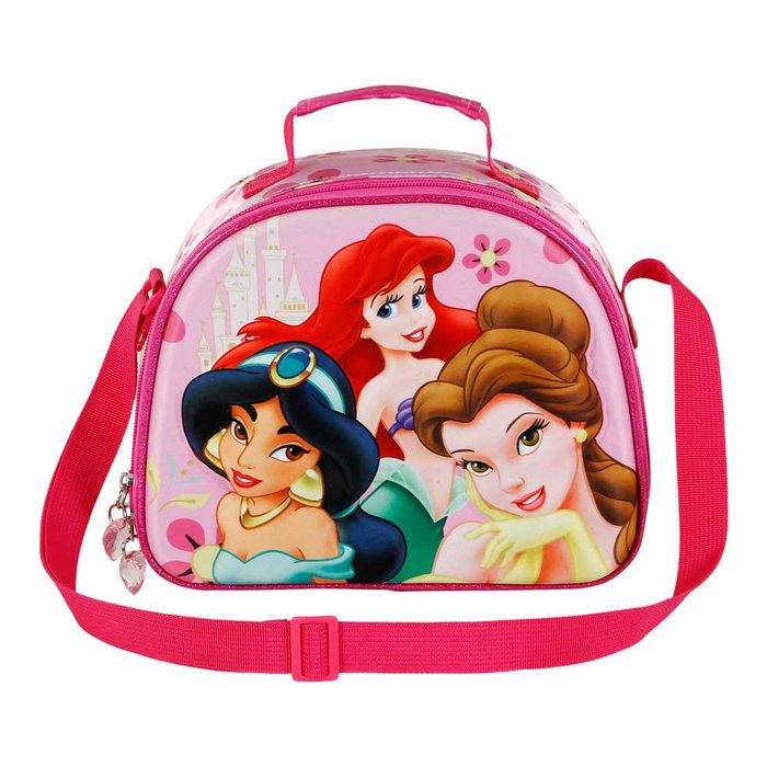 Disney Princesas Bolsa Portamerienda 3D Palace Rosa Infantil Isotérmica con Forro y Bandolera Ajustable para Alimentos