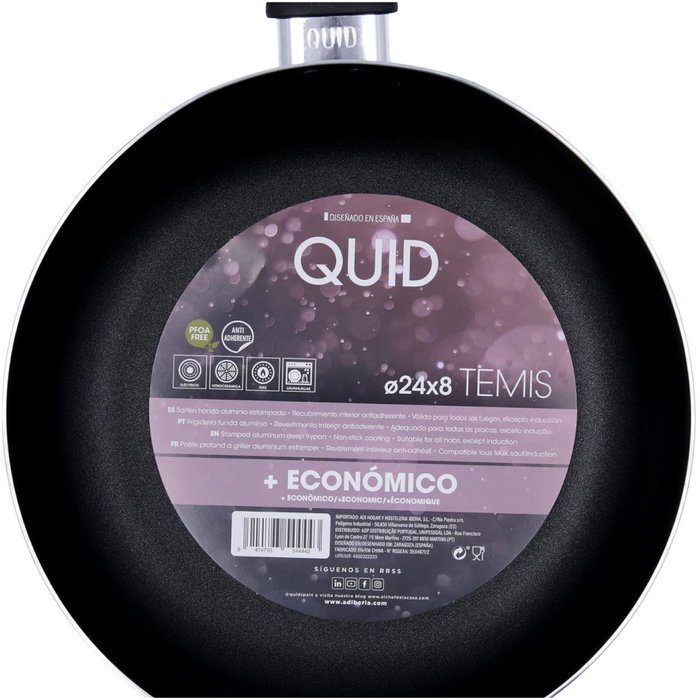Sartén Honda de Aluminio Estampado Temis Quid 24x7,7 cm (6 Unidades)