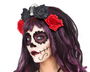 Diadema Halloween Calavera Rosas Negras Rojas para Disfraces Catrina Dama Oscura Fiesta Temática