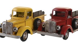 DKD Home Decor Vehiculo Decoracion Vintage Amarillo Rojo Metal 25 x 11.5 x 11 cm (4 Unidades)