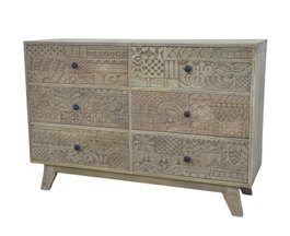 DKD Home Decor Comoda Indio Khem Carving 40x81x118 cm Tallado Mango
