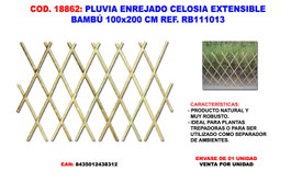 Pluvia Enrejado Celosía Extensible Bambú 100x200 cm RB111013