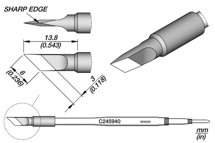 JBC TOOLS Punta de soldadura tipo cuchillo 6mm C245940