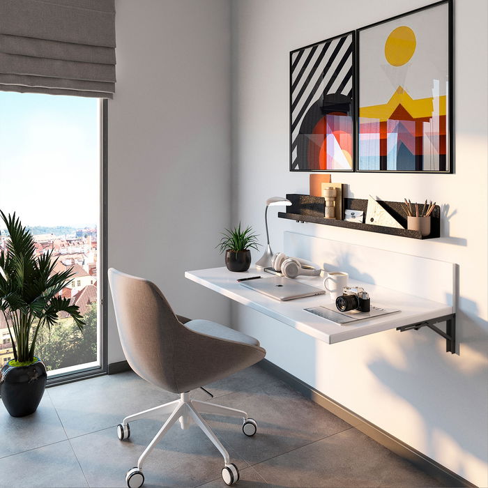 Emuca Juego de soportes plegables para estante, longitud 403mm, Acero, Pintado negro