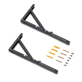 Emuca Juego de soportes plegables para estante, longitud 403mm, Acero, Pintado negro