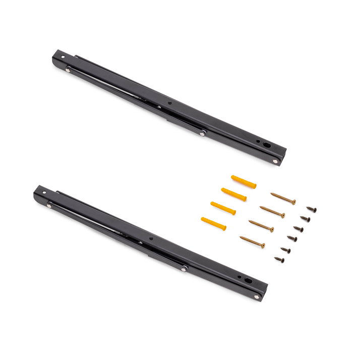 Emuca Juego de soportes plegables para estante, longitud 403mm, Acero, Pintado negro Emuca Juego de soportes plegables para estante, longitud 403mm, Acero, Pintado negro