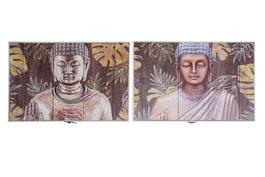 DKD Home Decor Tapa Contador Oriental Buda Negro Dorado 6 x 31.5 x 46.5 cm (2 Unidades)