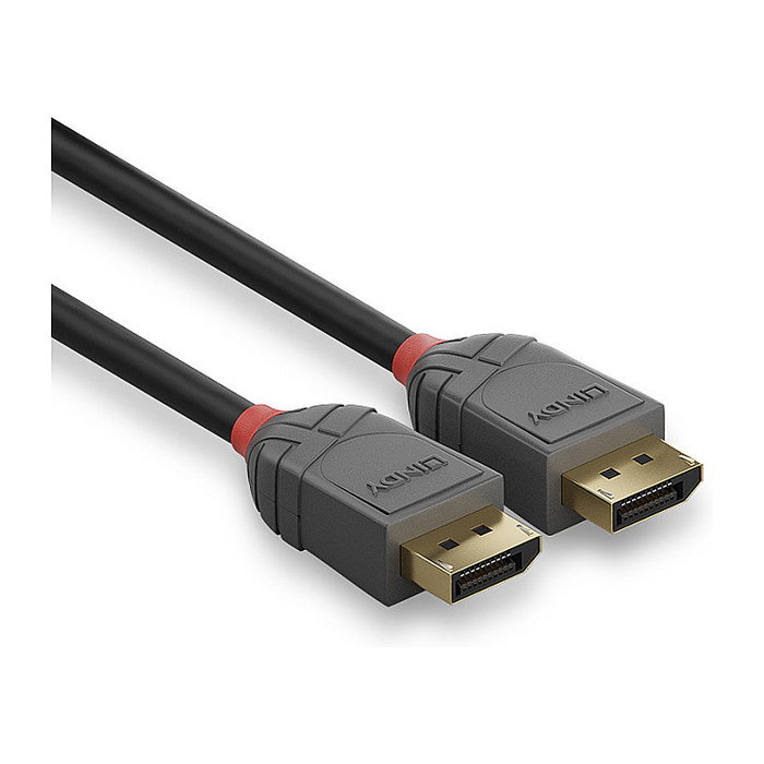 LINDY Cable DisplayPort 1.2 Anthra Line 7.5m - 4096x2160 @ 60Hz - Hembra a Hembra, Negro - Lindy 36485