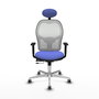 PIQUERAS Y CRESPO Silla de oficina Jorquera con mecanismo Sincro/Traslack, Azul claro y Blanco