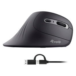 EQUIP Ratón vertical ergonómico con cable (USB-C+A) Negro