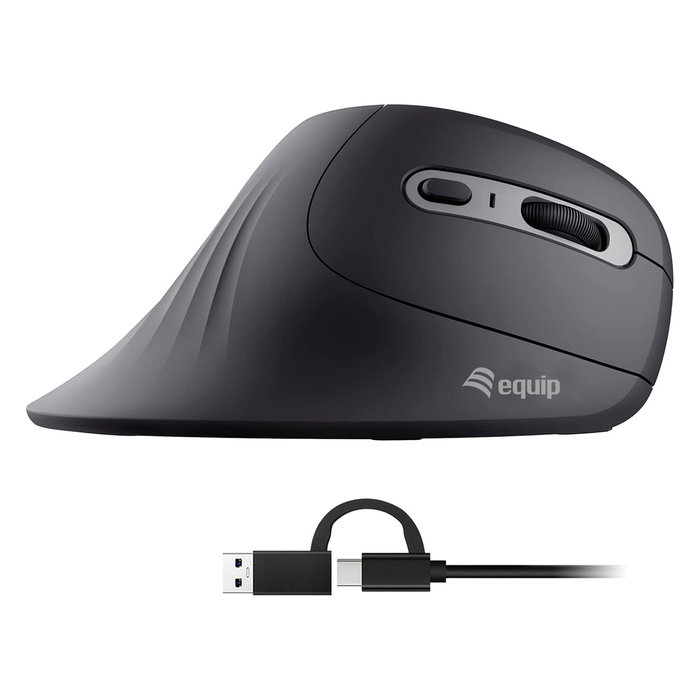 EQUIP Ratón vertical ergonómico con cable (USB-C+A) Negro EQUIP Ratón vertical ergonómico con cable (USB-C+A) Negro