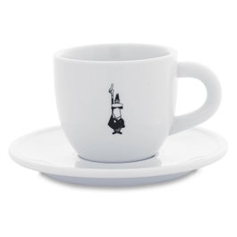 Bialetti Taza para Capuchino y Platillo de Porcelana Blanca 240 ml