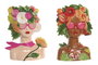 DKD Home Decor Macetero de Cerámica Chica Fruta y Mariposa Surtido de 2 Unidades