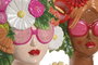 DKD Home Decor Macetero de Cerámica Chica Fruta y Mariposa Surtido de 2 Unidades