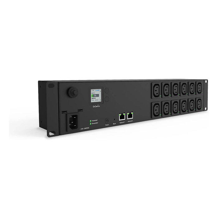 EnGenius ECP212-INT PDU de Distribución de Energía Gestionada por la Nube, 12 Salidas C13 AC, 2U Rack, 2400W, LCD, Negro