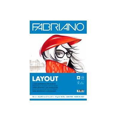 FABRIANO Bloc de dibujo Layout-Marker encolado A4 75g 70 hojas
