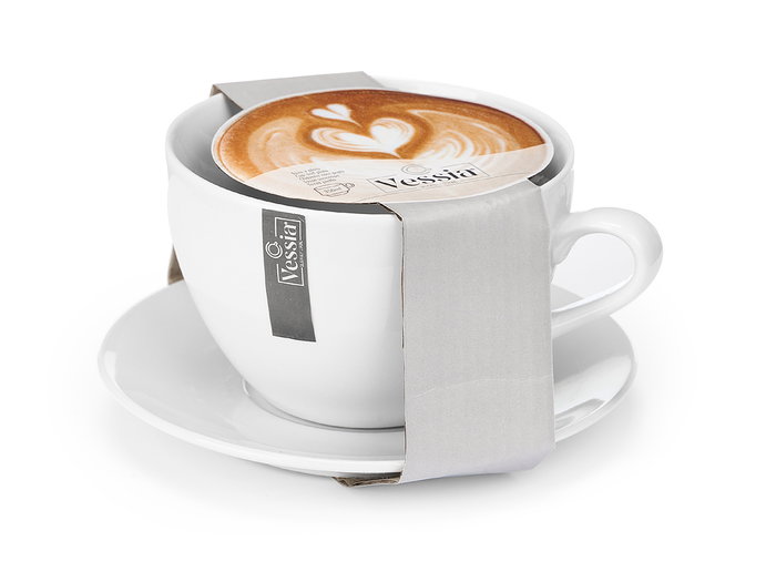 Vessia Taza Plato 350 ml Porcelana Blanco 16.5x9x16.5 cm (Set de 24)