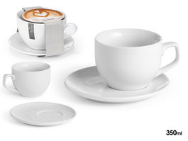 Vessia Taza Plato 350 ml Porcelana Blanco 16.5x9x16.5 cm (Set de 24)