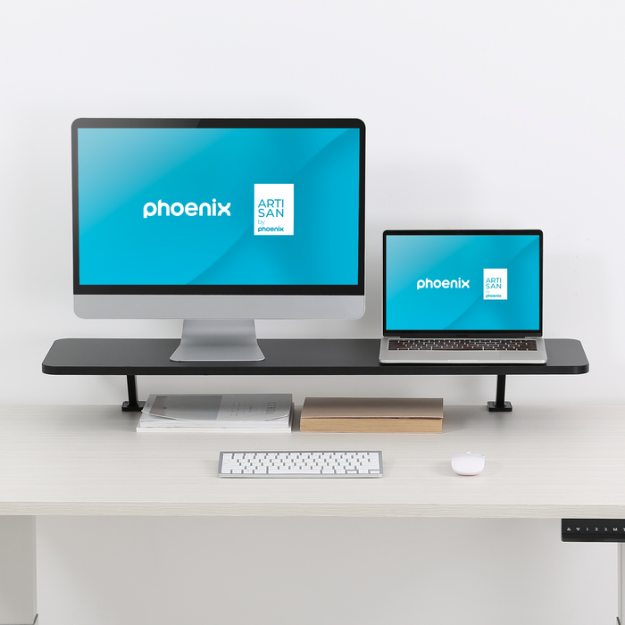 Phoenix technologies Elevador de Monitor para Escritorio Mesa Madera MDF Metal Negro 100 x 26 cm
