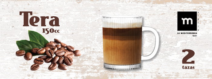 La Mediterranea Set 2 Mugs 150ml de Cerámica, 6.2 cm Ancho, 8 cm Alto, 8.5 cm Largo (24 Cajas)