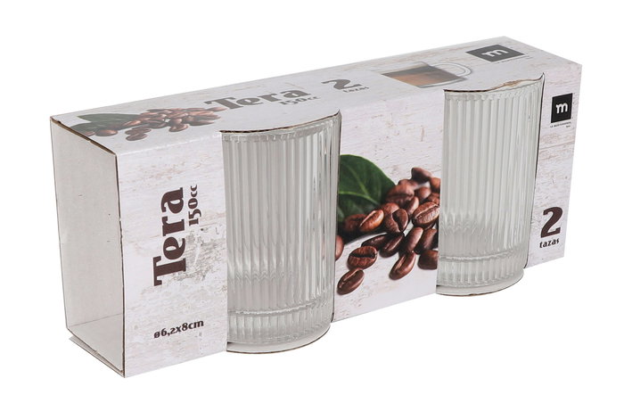 La Mediterranea Set 2 Mugs 150ml de Cerámica, 6.2 cm Ancho, 8 cm Alto, 8.5 cm Largo (24 Cajas)