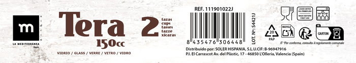 La Mediterranea Set 2 Mugs 150ml de Cerámica, 6.2 cm Ancho, 8 cm Alto, 8.5 cm Largo (24 Cajas)
