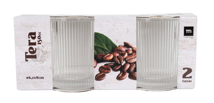 La Mediterranea Set 2 Mugs 150ml de Cerámica, 6.2 cm Ancho, 8 cm Alto, 8.5 cm Largo (24 Cajas)