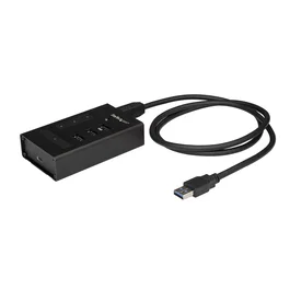 StarTech.com Hub USB 3.0 4 Puertos (3x USB-A + 1x USB-C) 5Gbps Autoalimentado con Carga Rápida 2.4A - Diseño en Metal para Montaje en Pared o Escritorio - Referencia HB30A3A1CST