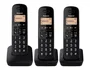 Panasonic KX-TGB613SPB Teléfono Inalámbrico DECT Pack 3 Negro con Bloqueo de Llamadas, Identificador de Llamadas, Intercomunicador y Base