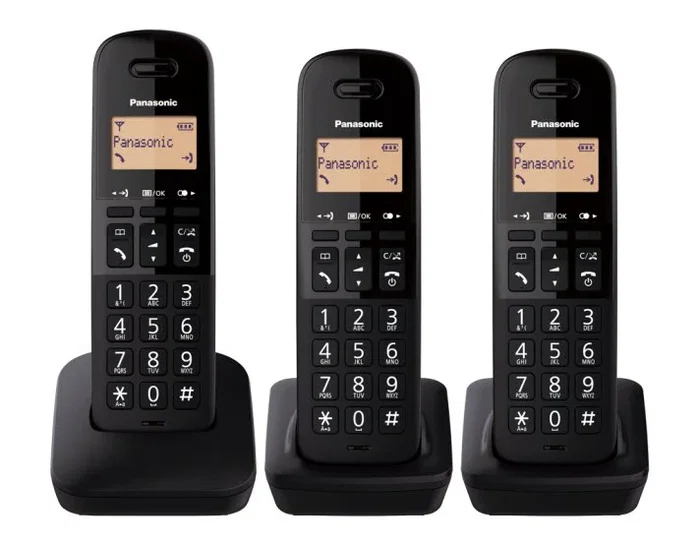 Panasonic KX-TGB613SPB Teléfono Inalámbrico DECT Pack 3 Negro con Bloqueo de Llamadas, Identificador de Llamadas, Intercomunicador y Base