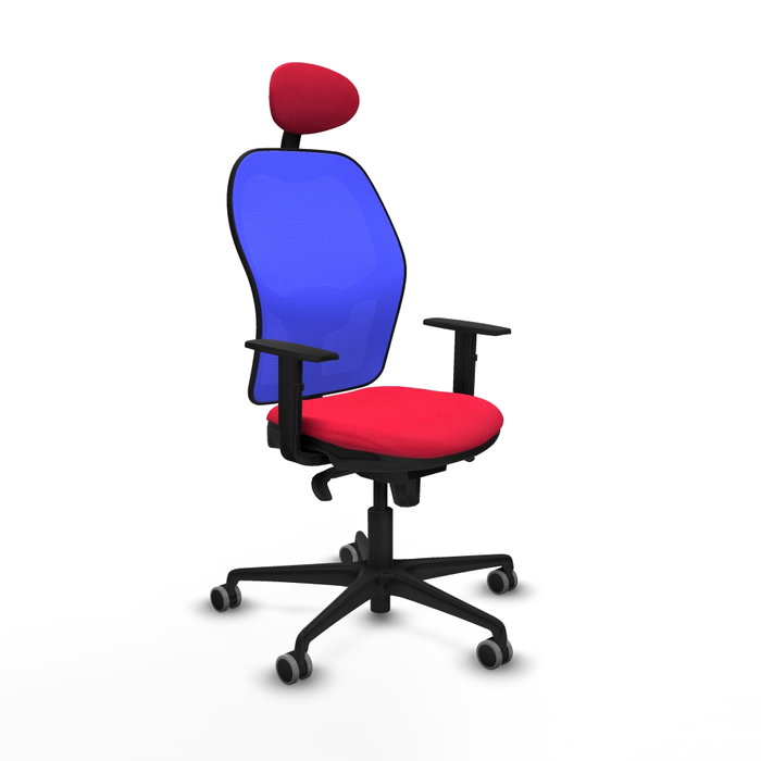 PIQUERAS Y CRESPO Silla de oficina Jorquera con mecanismo Sincro, Tela Roja y Malla Azul PIQUERAS Y CRESPO Silla de oficina Jorquera con mecanismo Sincro, Tela Roja y Malla Azul