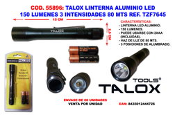 TALOX Linterna de Aluminio LED 150 Lum. 3 Intensidades TZF7645