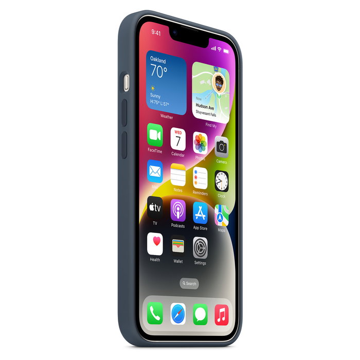 Apple iPhone 14 Funda de Silicona con MagSafe - Color Azul Tormenta, Compatible con Pantalla 6.1 Pulgadas (15.5 cm), Protección contra Caídas y Rayones, Modelo MW5T3ZM/A