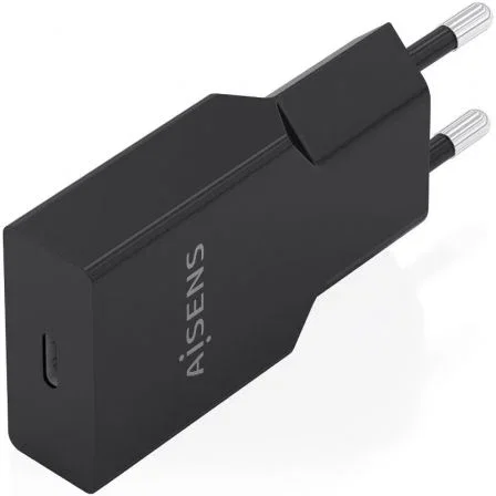 Aisens Cargador GaN Ultra Delgado 30W PD3.0 1xUSB-C Negro A110-1004 para Portátil, Móvil, Tablet