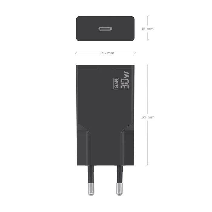 AISENS Cargador GaN Ultra Delgado 30W 1xUSB-C Negro A110-1004 AISENS Cargador GaN Ultra Delgado 30W 1xUSB-C Negro A110-1004