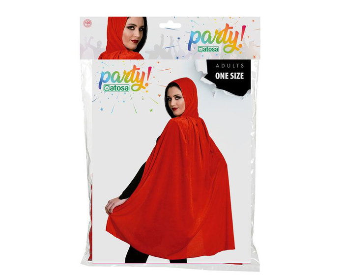 Capa Con Capucha 100 cm Terciopelo Rojo