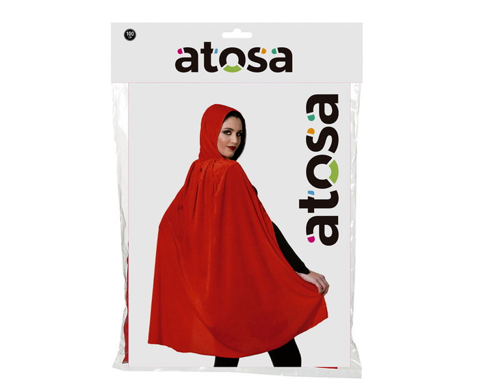 Capa Roja con Capucha de Terciopelo de 100 cm para Caperucita