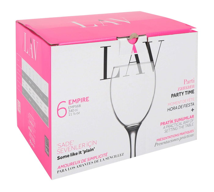 LAV Set de 6 Copas de Agua Empire 340 cc (4 Cajas) de la colección Empire