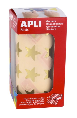 Apli Gomets de estrellas grandes oro metalizado en rollo con 1.416 unidades