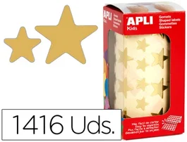 Apli Gomets Autoadhesivos Estrellas Grandes Oro Rollo 1416 Unidades
