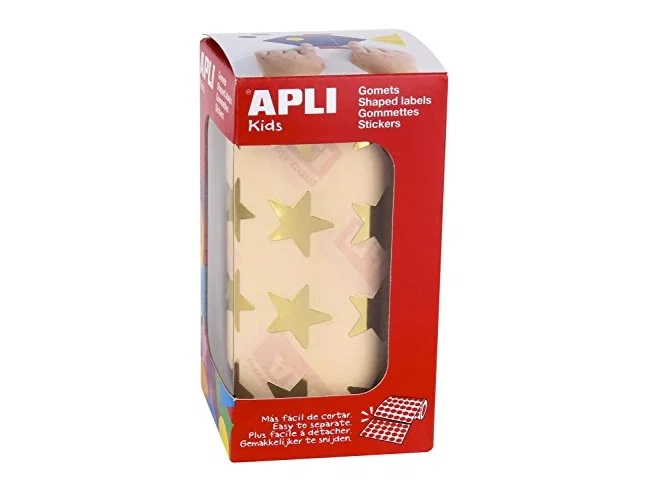 Apli Gomets de estrellas grandes oro metalizado en rollo con 1.416 unidades