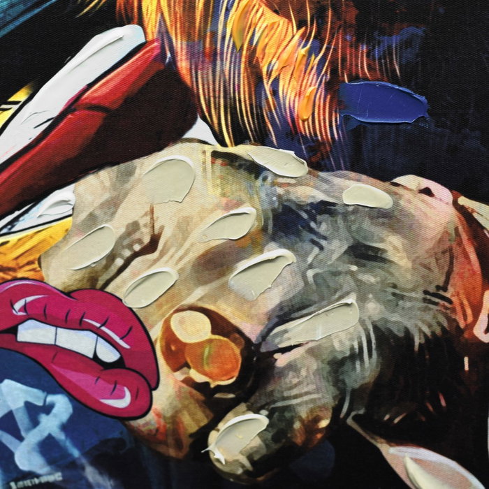 DKD Home Decor Cuadro Leon coche Multicolor Negro 3 x 63 x 93 cm (2 Unidades)