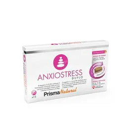 Prisma Natural Anxio-Stress Duplo Complemento Alimenticio para Estrés, Sistema Nervioso y Calidad de Vida, 15 Comprimidos Bicapa