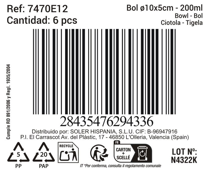 La Mediterranea Bol Black Clay 200ml (24 Unidades) de 10 cm x 5,1 cm