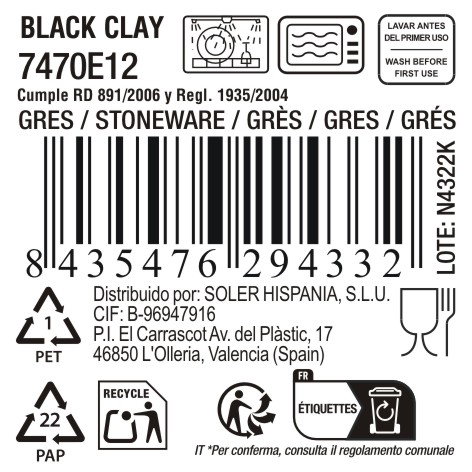 La Mediterranea Bol Black Clay 200ml (24 Unidades) de 10 cm x 5,1 cm