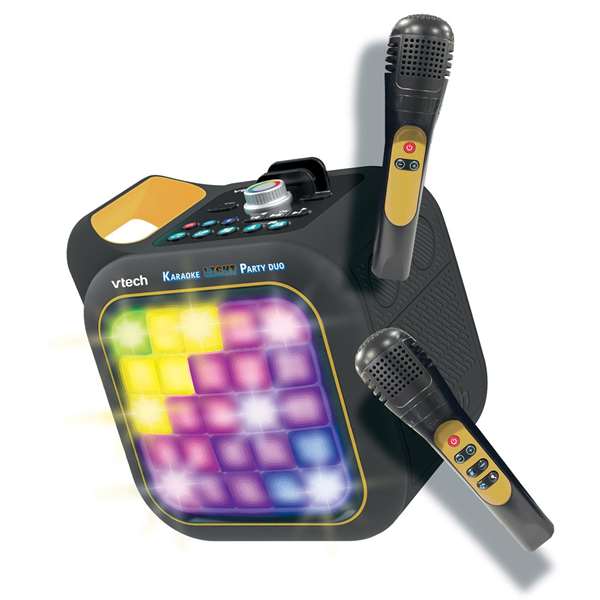 Vtech Karaoke Light Party Duo Golden Edition con Bluetooth, 2 Micrófonos, 5 Modos de Juego, Altavoz y Luces - 35 x 20 x 27.9 cm