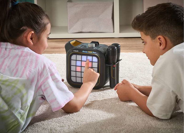 Vtech Karaoke Light Party Duo Golden Edition con Bluetooth, 2 Micrófonos, 5 Modos de Juego, Altavoz y Luces - 35 x 20 x 27.9 cm