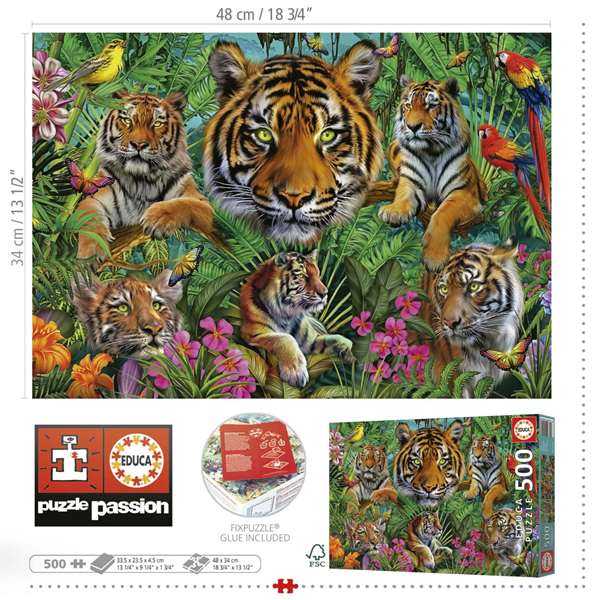 Educa Puzzle Jungla de Tigres de 500 piezas